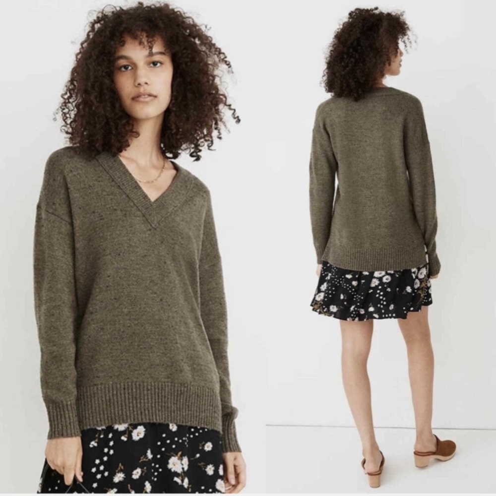 Madewell Donegal Bartlett V-Neck Pullover Sweater in Coziest Yarn